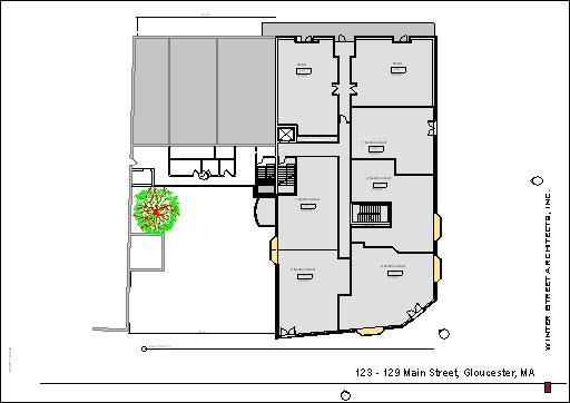 Ground-floor commercial plan showing retail spaces and public circulation.