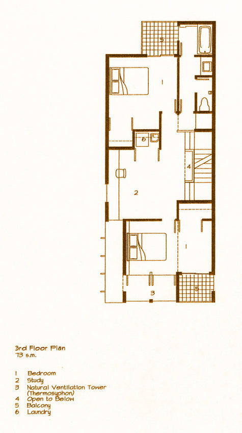 A 3rd Floor Plan architectural layout diagram on a white background, showing room labels such as bedroom, study, bathroom, and balcony, with a small legend at the bottom left.