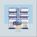 Architectural illustration of the Colony Hotel in Miami Beach, showcasing its iconic Art Deco façade with the signature vertical "Colony" sign in cool blue and white tones. Artwork by Lex George.