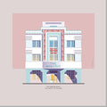Architectural illustration of the Webster Hotel in Miami Beach, highlighting its ornate Art Deco façade with decorative geometric detailing and a soft pastel color palette. Artwork by Lex George.